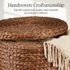 imageBest Choice Products 17quot Round Storage Ottoman WLid Handwoven Water Hyacinth Footstool Footrest wWooden Legs Accent Side Table Storage Container Plant Stand  ChestnutChestnut