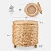 imageBest Choice Products 17quot Round Storage Ottoman WLid Handwoven Water Hyacinth Footstool Footrest wWooden Legs Accent Side Table Storage Container Plant Stand  ChestnutNatural