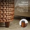 imageBest Choice Products 17quot Round Storage Ottoman WLid Handwoven Water Hyacinth Footstool Footrest wWooden Legs Accent Side Table Storage Container Plant Stand  ChestnutChestnut