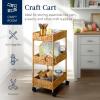 imageBest Choice Products 3Tier Water Hyacinth Rolling Nursery Caddy wWheels Utility Cart Storage Organization for Bathroom Craft Room Laundry Room ChestnutNatural