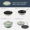 imageBest Choice Products 6Piece Enameled Cast Iron Cookware Set 6QT Dutch Oven WLid 2QT Skillet WLid Grill Pan ampamp Grill Press NonStick Heavy Duty  SageSage
