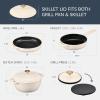 imageBest Choice Products 6Piece Enameled Cast Iron Cookware Set 6QT Dutch Oven WLid 2QT Skillet WLid Grill Pan ampamp Grill Press NonStick Heavy Duty  SageVanilla