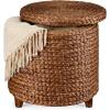 imageBest Choice Products 17quot Round Storage Ottoman WLid Handwoven Water Hyacinth Footstool Footrest wWooden Legs Accent Side Table Storage Container Plant Stand  ChestnutChestnut