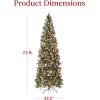 imageBest Choice Products 6ft Prelit Pencil Christmas Tree Partially Flocked ampamp Frosted Slim Holiday Tree Decoration Skinny Xmas Tree 250 Lights 618 Frosted Tips 50 Pine Cones Foldable StandFrosted Green Spruce