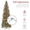 imageBest Choice Products 6ft Prelit Pencil Christmas Tree Partially Flocked ampamp Frosted Slim Holiday Tree Decoration Skinny Xmas Tree 250 Lights 618 Frosted Tips 50 Pine Cones Foldable StandFrosted Green Spruce