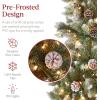 imageBest Choice Products 6ft Prelit Pencil Christmas Tree Partially Flocked ampamp Frosted Slim Holiday Tree Decoration Skinny Xmas Tree 250 Lights 618 Frosted Tips 50 Pine Cones Foldable StandFrosted Green Spruce