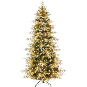 imageBest Choice Products 6ft PreLit Artificial Aspen Slim Christmas Tree Noble Holiday Dcor w 1350 Branch Tips 2in1 Multicolor LED Lights Cordless Connection Metal StandFrosted