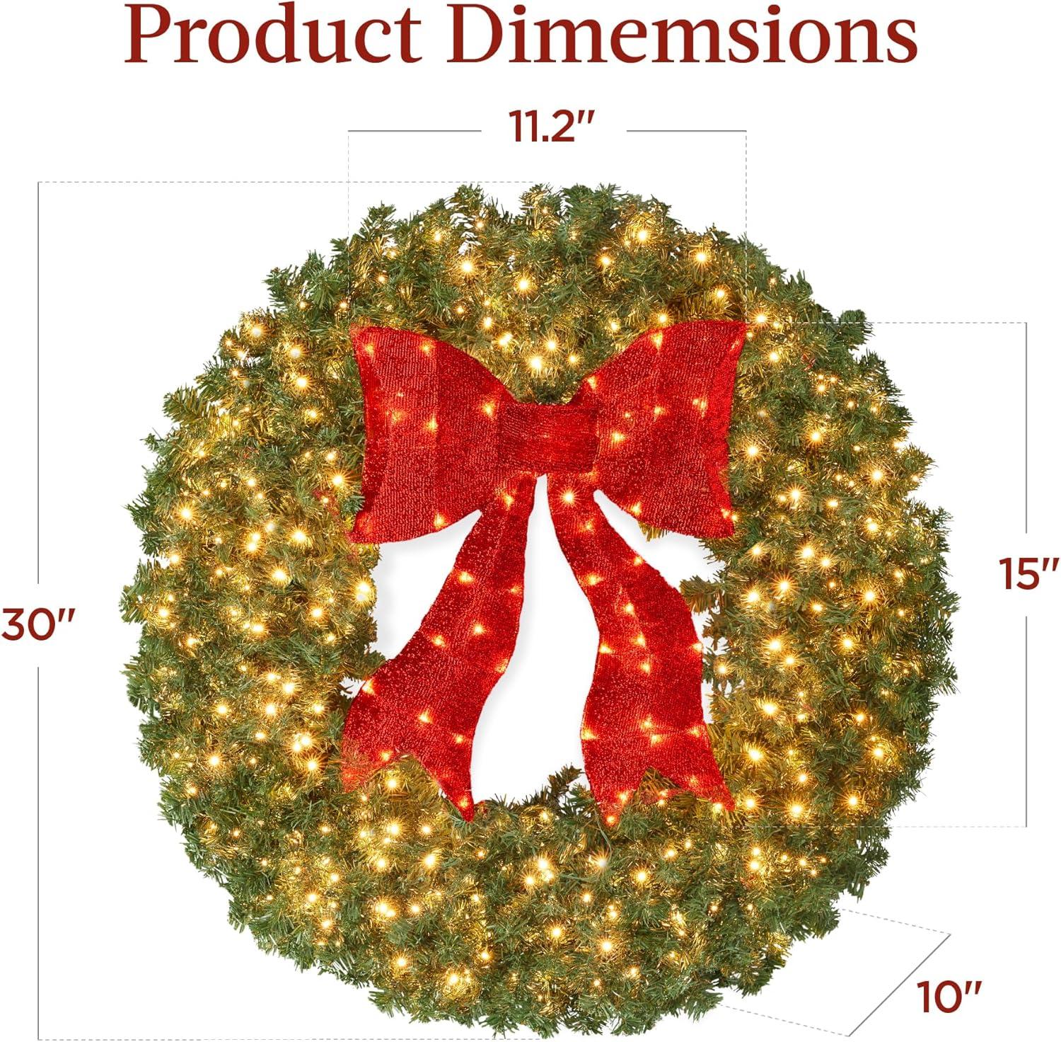 imageBest Choice Products 36in PreLit Christmas Wreath wBerries ampamp Pinecones Large Artificial IndoorOutdoor Decor for Door Mantel wRed Bow PluginGreen