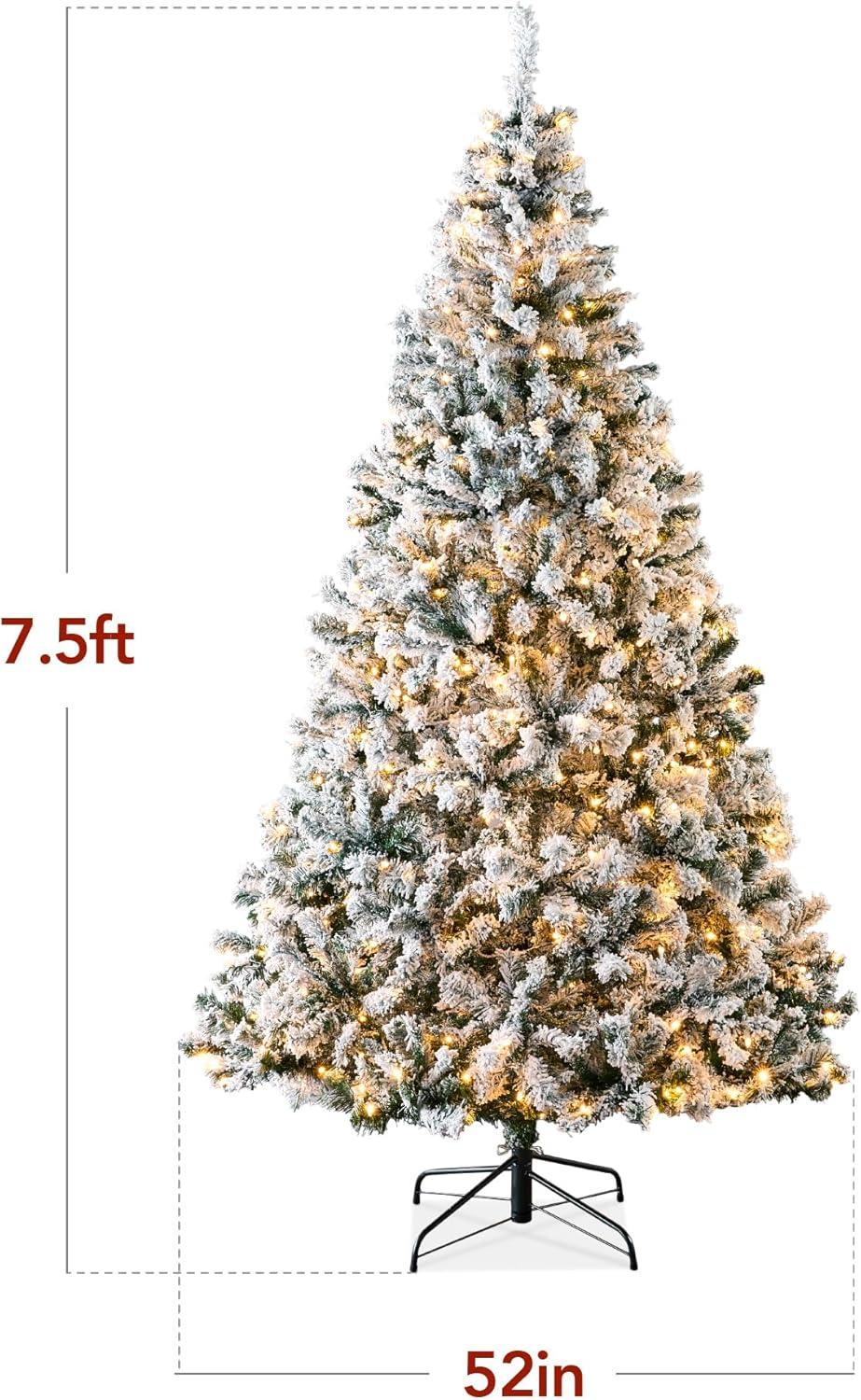 imageBest Choice Products Artificial Flocked Christmas Tree 6ft Premium PreLit Colorful Pine Holiday Dcor w250 Twinkle Lights Metal Base  Baby BlueGreen