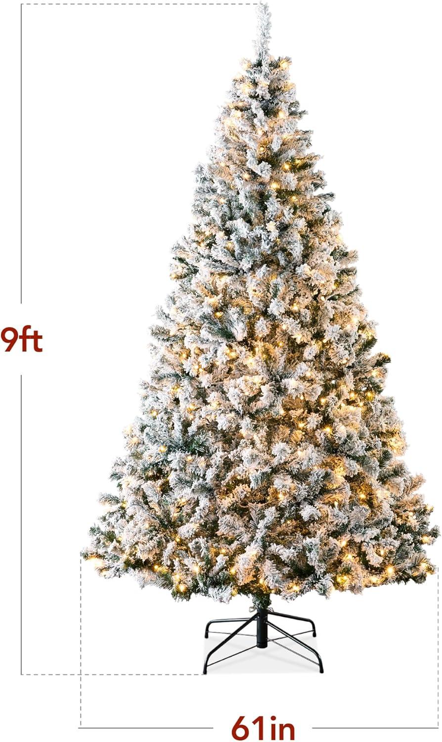 imageBest Choice Products Artificial Flocked Christmas Tree 6ft Premium PreLit Colorful Pine Holiday Dcor w250 Twinkle Lights Metal Base  Baby BlueGreen