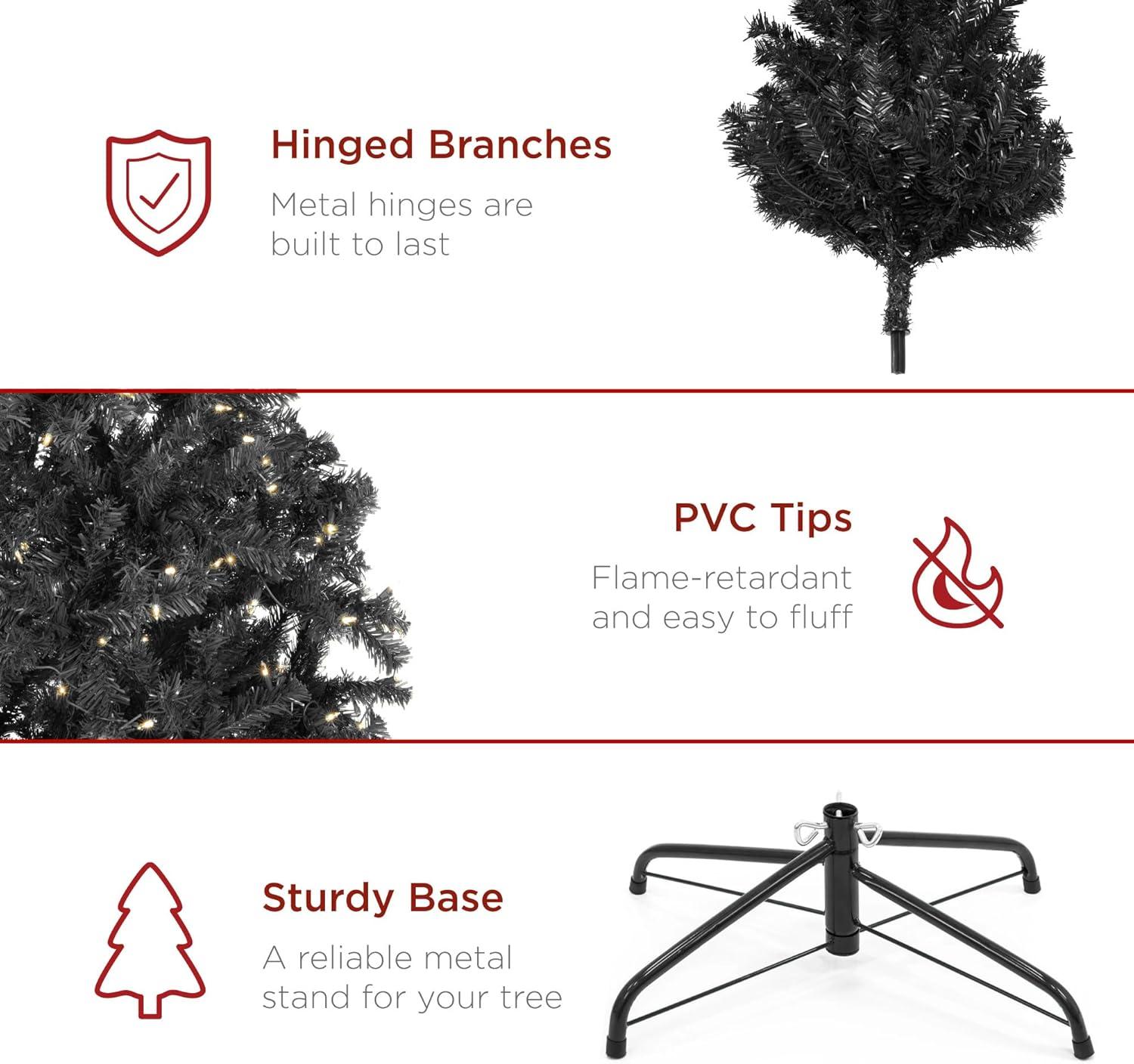 imageBest Choice Products Artificial Frosted Christmas Tree 6ft Premium PreLit Realistic Spruce Holiday Dcor wDense Branches Metal Base  Blue SpruceBlack Spruce