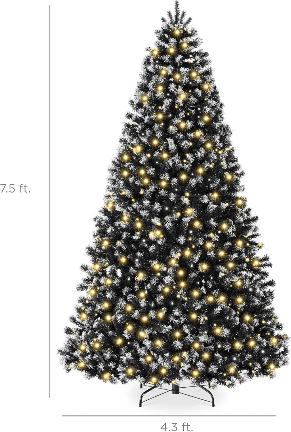 imageBest Choice Products Artificial Frosted Christmas Tree 6ft Premium PreLit Realistic Spruce Holiday Dcor wDense Branches Metal Base  Blue SpruceBlack Spruce  Frosted