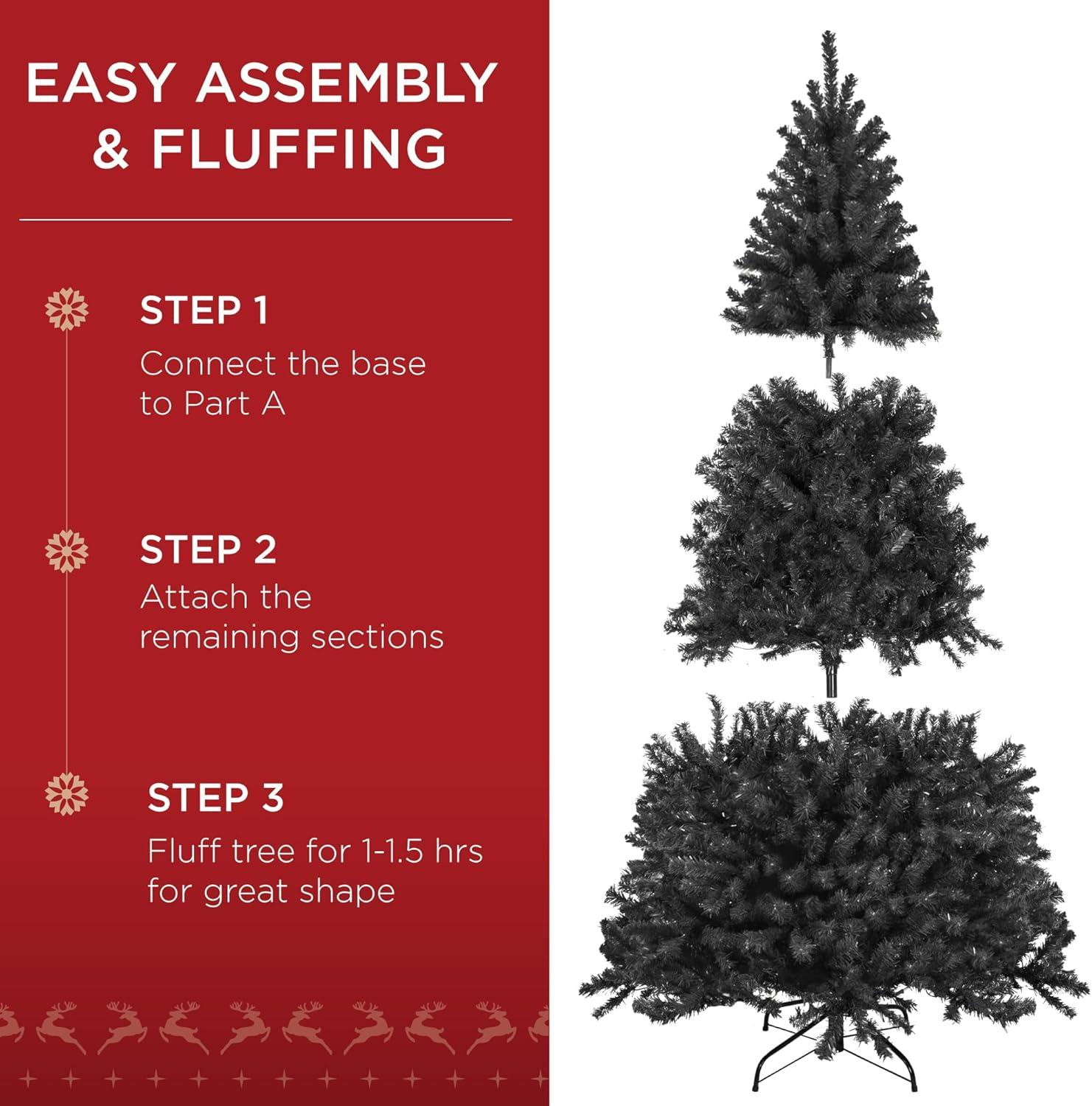 imageBest Choice Products Artificial Frosted Christmas Tree 6ft Premium PreLit Realistic Spruce Holiday Dcor wDense Branches Metal Base  Blue SpruceBlack Spruce