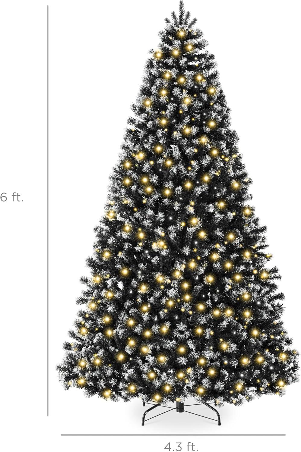 imageBest Choice Products Artificial Frosted Christmas Tree 6ft Premium PreLit Realistic Spruce Holiday Dcor wDense Branches Metal Base  Blue SpruceBlack Spruce  Frosted