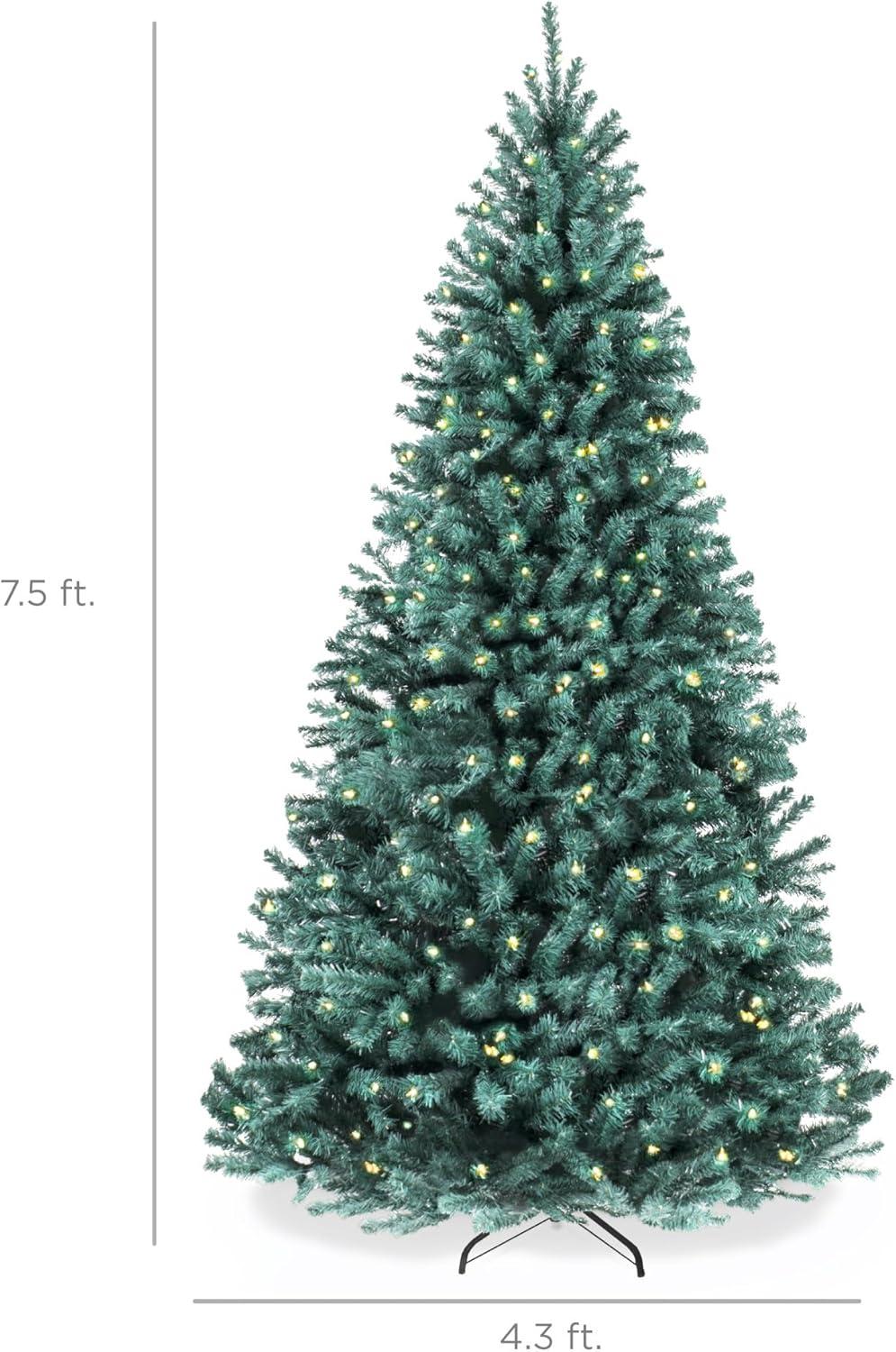 imageBest Choice Products Artificial Frosted Christmas Tree 6ft Premium PreLit Realistic Spruce Holiday Dcor wDense Branches Metal Base  Blue SpruceBlue Spruce