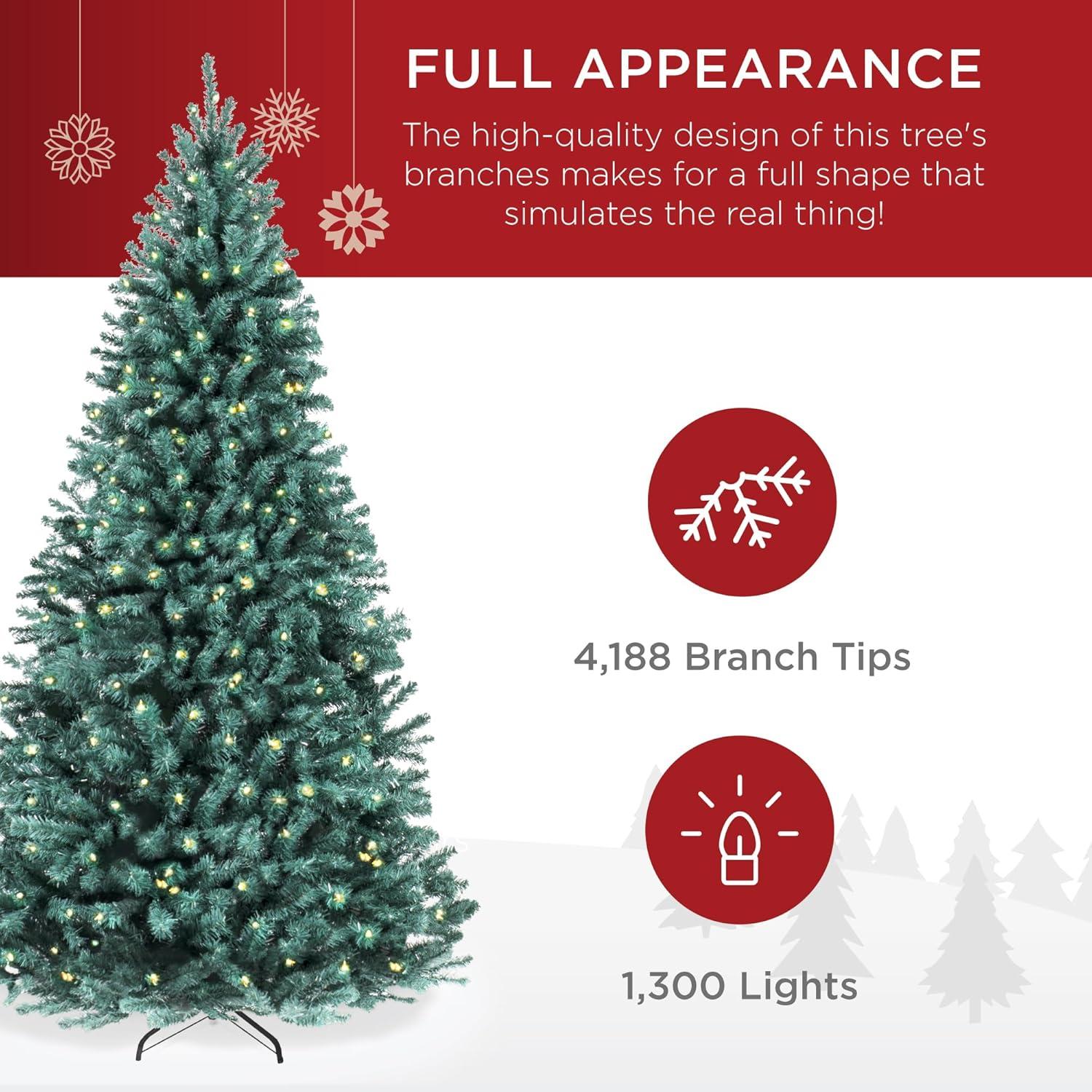imageBest Choice Products Artificial Frosted Christmas Tree 6ft Premium PreLit Realistic Spruce Holiday Dcor wDense Branches Metal Base  Blue SpruceBlue Spruce