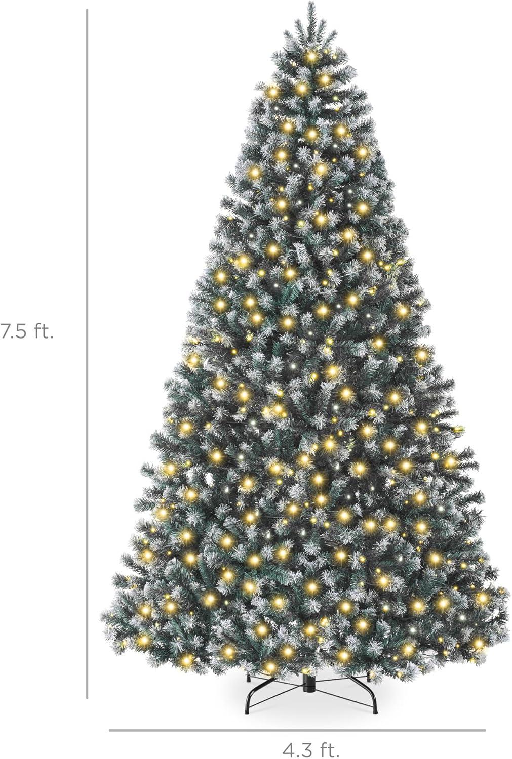 imageBest Choice Products Artificial Frosted Christmas Tree 6ft Premium PreLit Realistic Spruce Holiday Dcor wDense Branches Metal Base  Blue SpruceBlue Spruce  Frosted