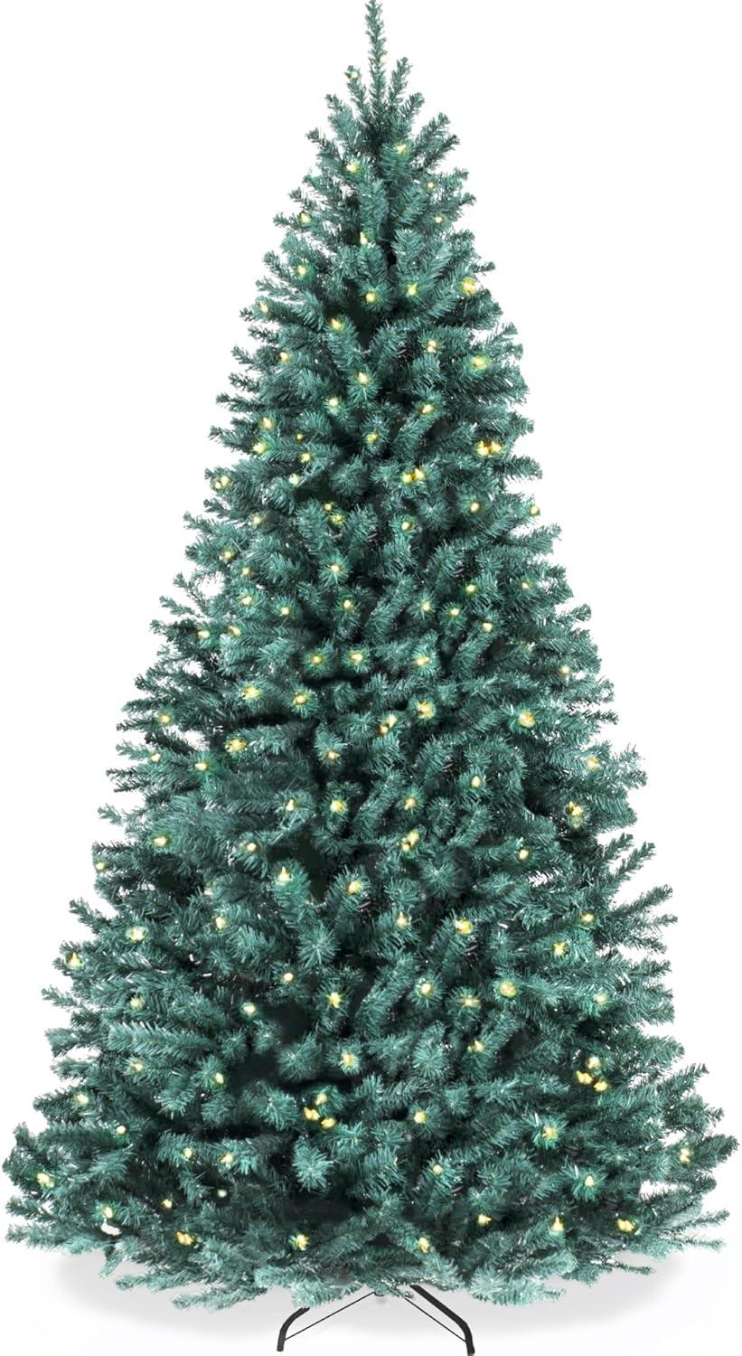 imageBest Choice Products Artificial Frosted Christmas Tree 6ft Premium PreLit Realistic Spruce Holiday Dcor wDense Branches Metal Base  Blue SpruceBlue Spruce
