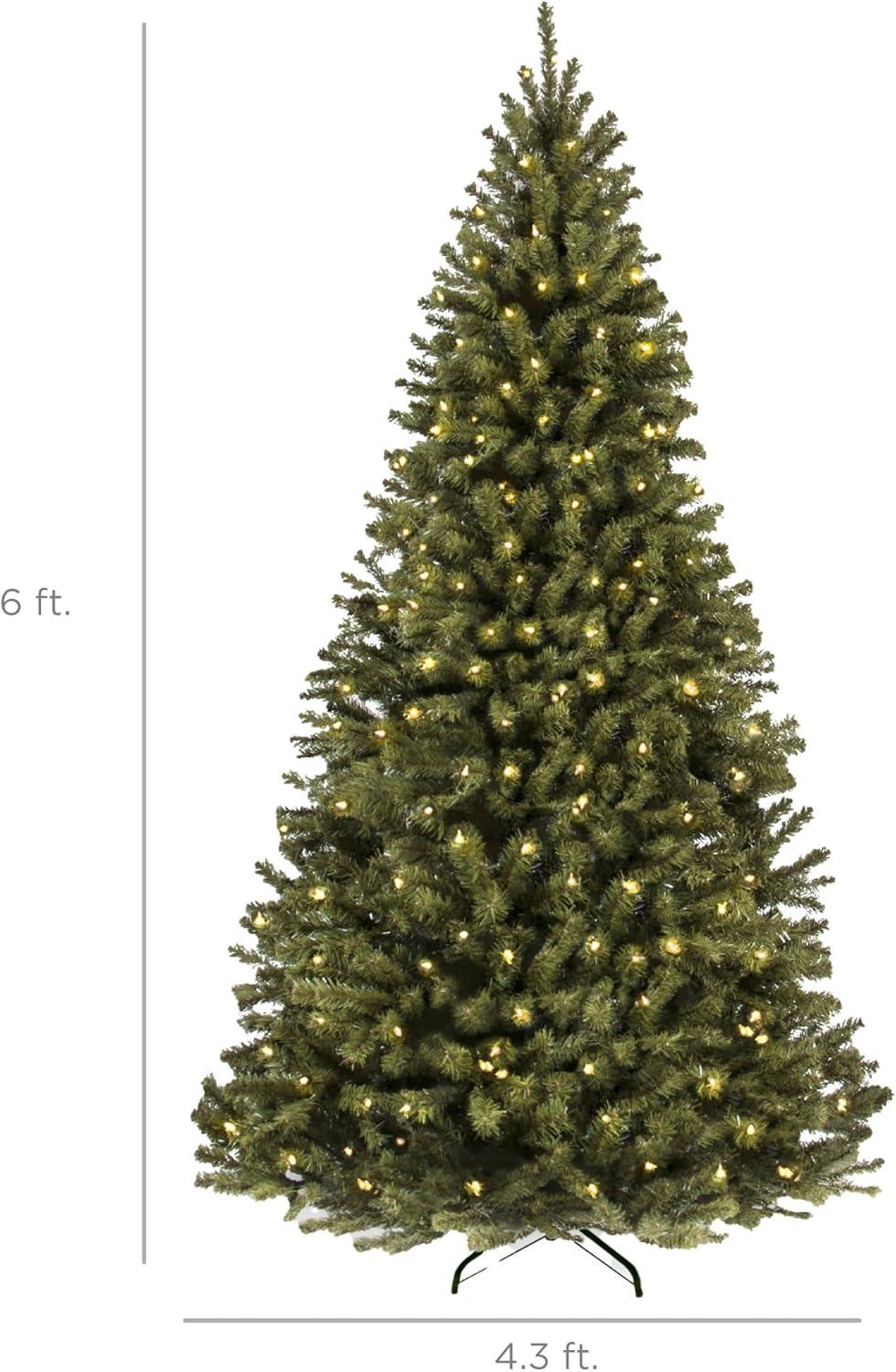 imageBest Choice Products Artificial Frosted Christmas Tree 6ft Premium PreLit Realistic Spruce Holiday Dcor wDense Branches Metal Base  Blue SpruceGreen Spruce