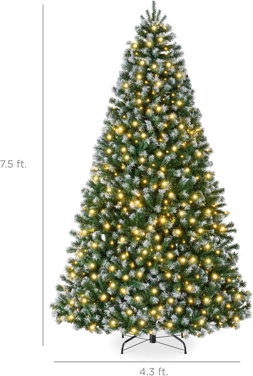 imageBest Choice Products Artificial Frosted Christmas Tree 6ft Premium PreLit Realistic Spruce Holiday Dcor wDense Branches Metal Base  Blue SpruceGreen Spruce  Frosted