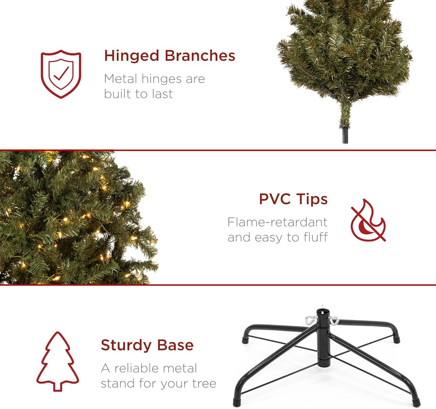 imageBest Choice Products Artificial Frosted Christmas Tree 6ft Premium PreLit Realistic Spruce Holiday Dcor wDense Branches Metal Base  Blue SpruceGreen Spruce