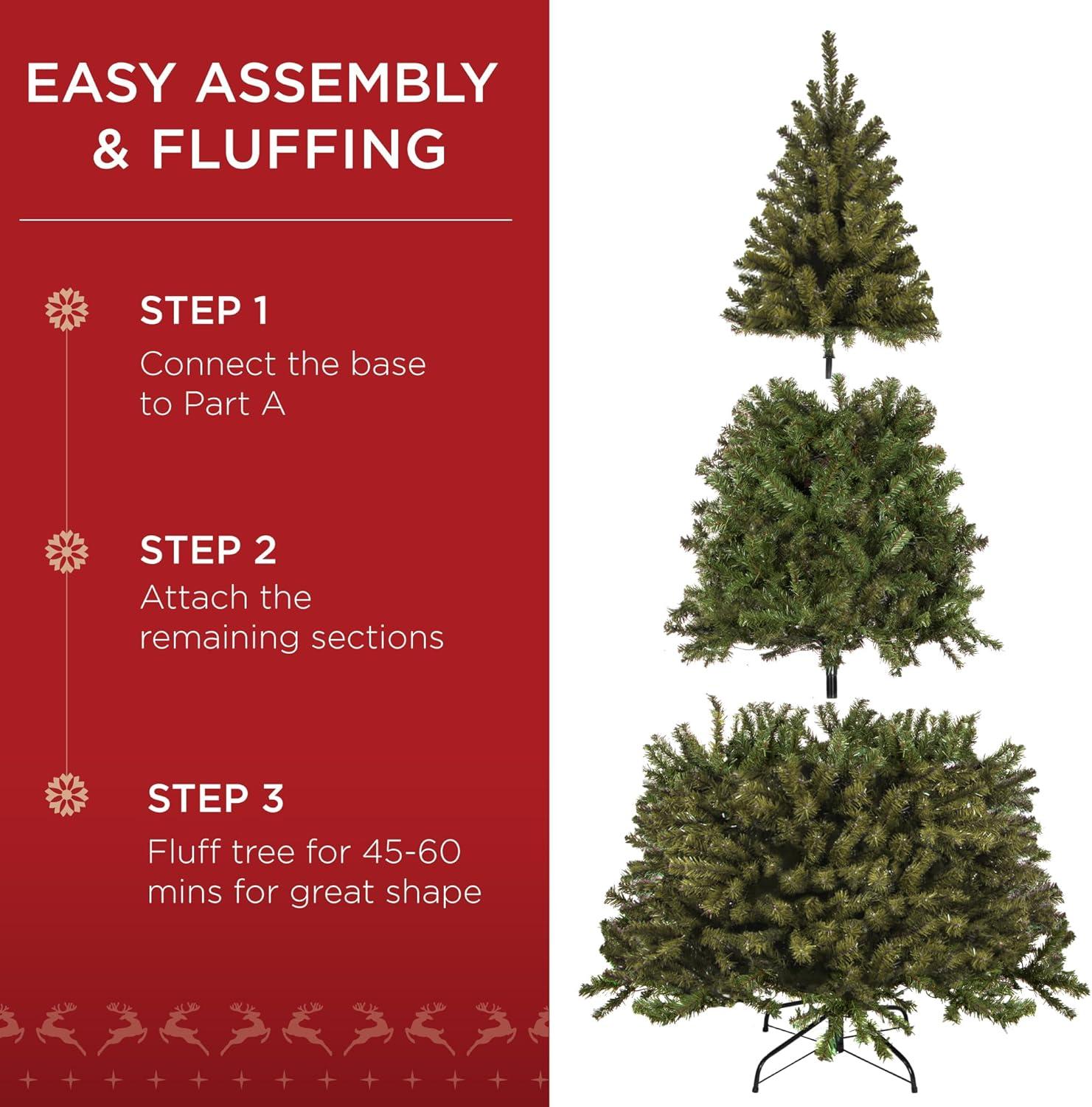 imageBest Choice Products Artificial Frosted Christmas Tree 6ft Premium PreLit Realistic Spruce Holiday Dcor wDense Branches Metal Base  Blue SpruceGreen Spruce