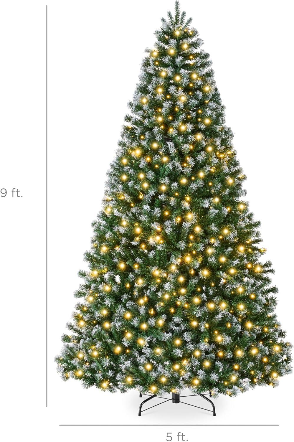 imageBest Choice Products Artificial Frosted Christmas Tree 6ft Premium PreLit Realistic Spruce Holiday Dcor wDense Branches Metal Base  Blue SpruceGreen Spruce  Frosted