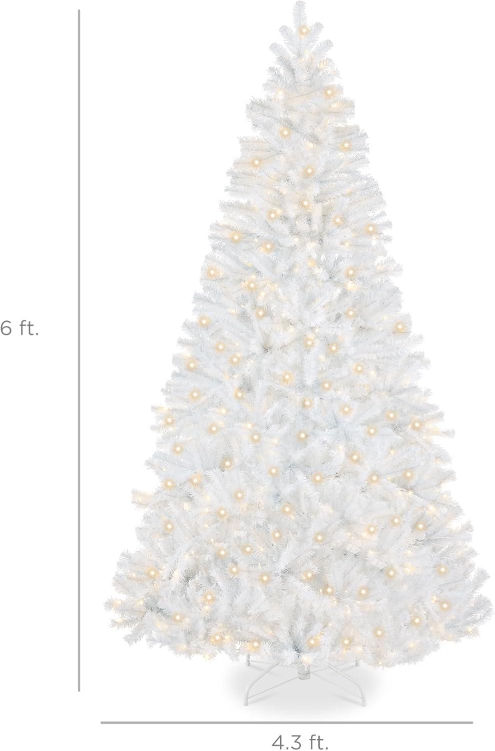 imageBest Choice Products Artificial Frosted Christmas Tree 6ft Premium PreLit Realistic Spruce Holiday Dcor wDense Branches Metal Base  Blue SpruceWhite Spruce