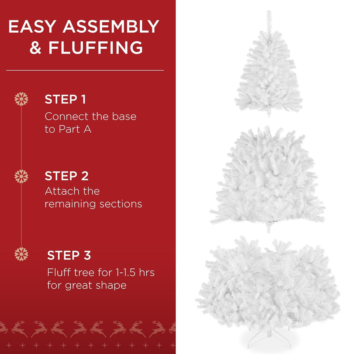 imageBest Choice Products Artificial Frosted Christmas Tree 6ft Premium PreLit Realistic Spruce Holiday Dcor wDense Branches Metal Base  Blue SpruceWhite Spruce