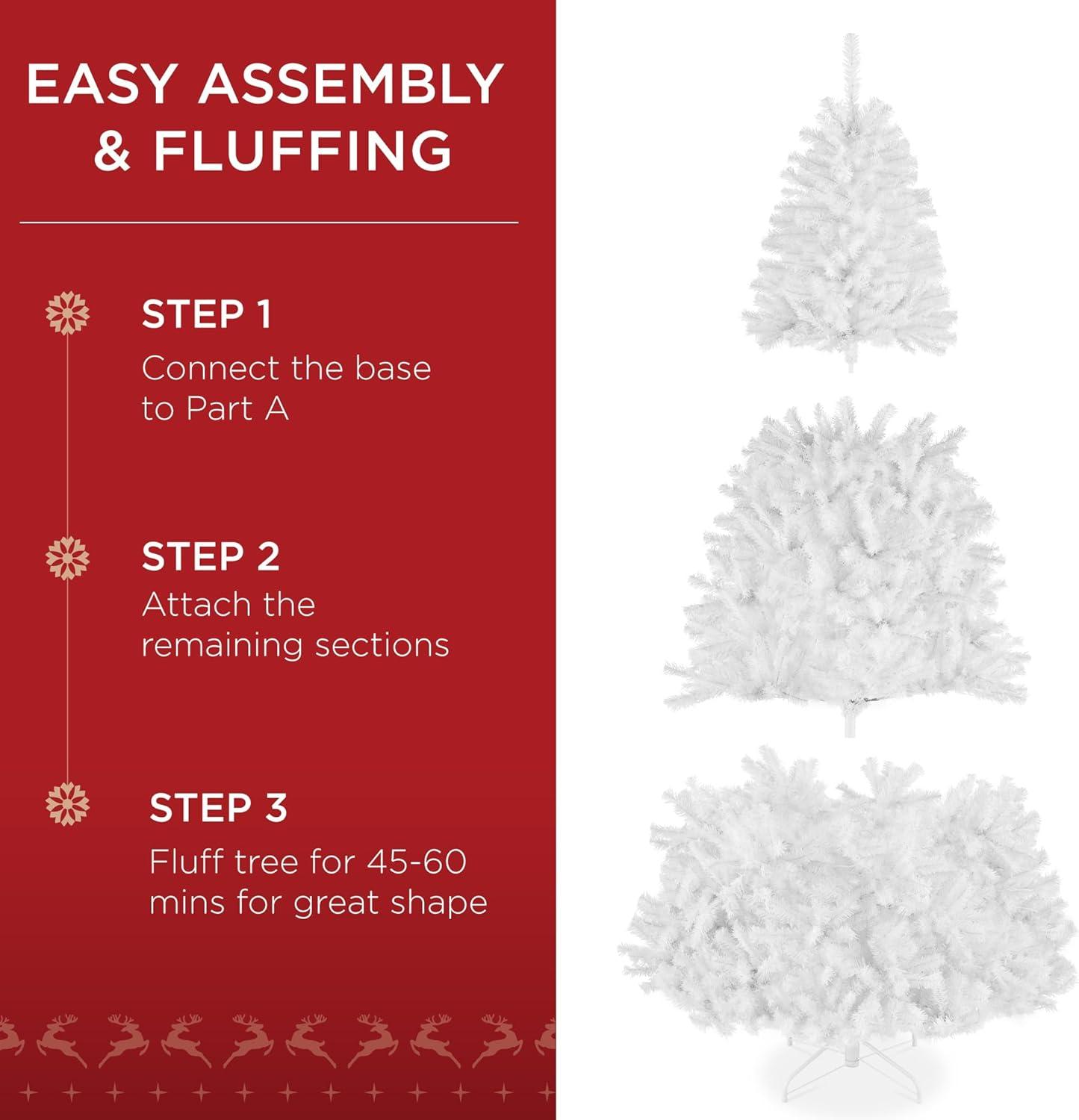 imageBest Choice Products Artificial Frosted Christmas Tree 6ft Premium PreLit Realistic Spruce Holiday Dcor wDense Branches Metal Base  Blue SpruceWhite Spruce