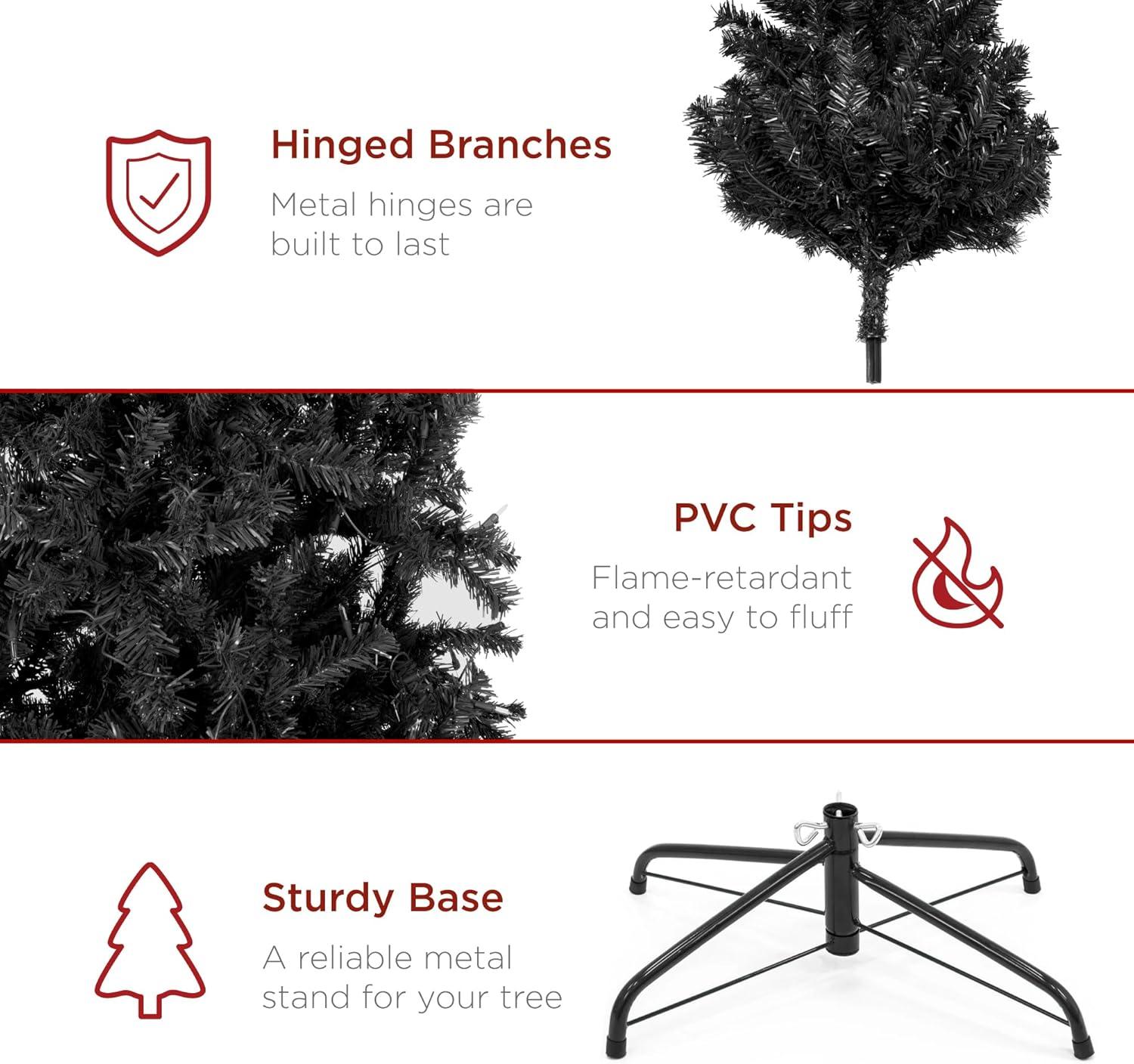 imageBest Choice Products Artificial Frosted Christmas Tree 6ft Premium Unlit Realistic Spruce Holiday Dcor wDense Branches Metal Base  Blue SpruceBlack Spruce