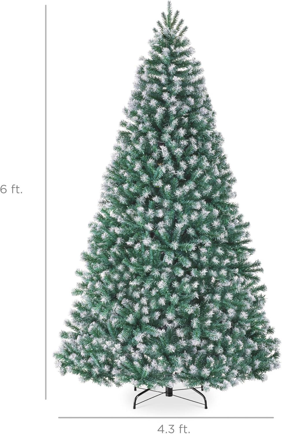 imageBest Choice Products Artificial Frosted Christmas Tree 6ft Premium Unlit Realistic Spruce Holiday Dcor wDense Branches Metal Base  Blue SpruceFrosted Blue Spruce