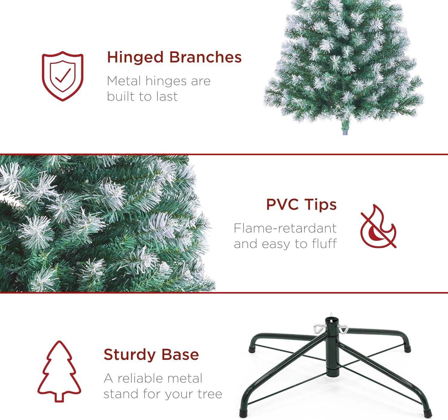 imageBest Choice Products Artificial Frosted Christmas Tree 6ft Premium Unlit Realistic Spruce Holiday Dcor wDense Branches Metal Base  Blue SpruceFrosted Blue Spruce