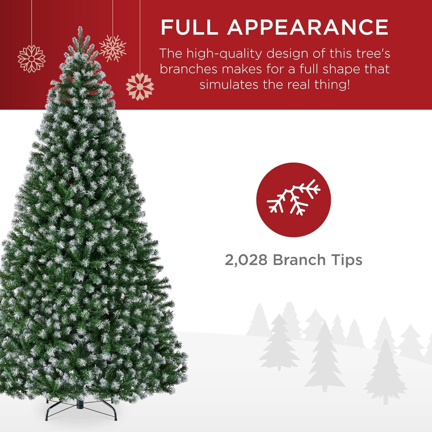 imageBest Choice Products Artificial Frosted Christmas Tree 6ft Premium Unlit Realistic Spruce Holiday Dcor wDense Branches Metal Base  Blue SpruceFrosted Green Spruce