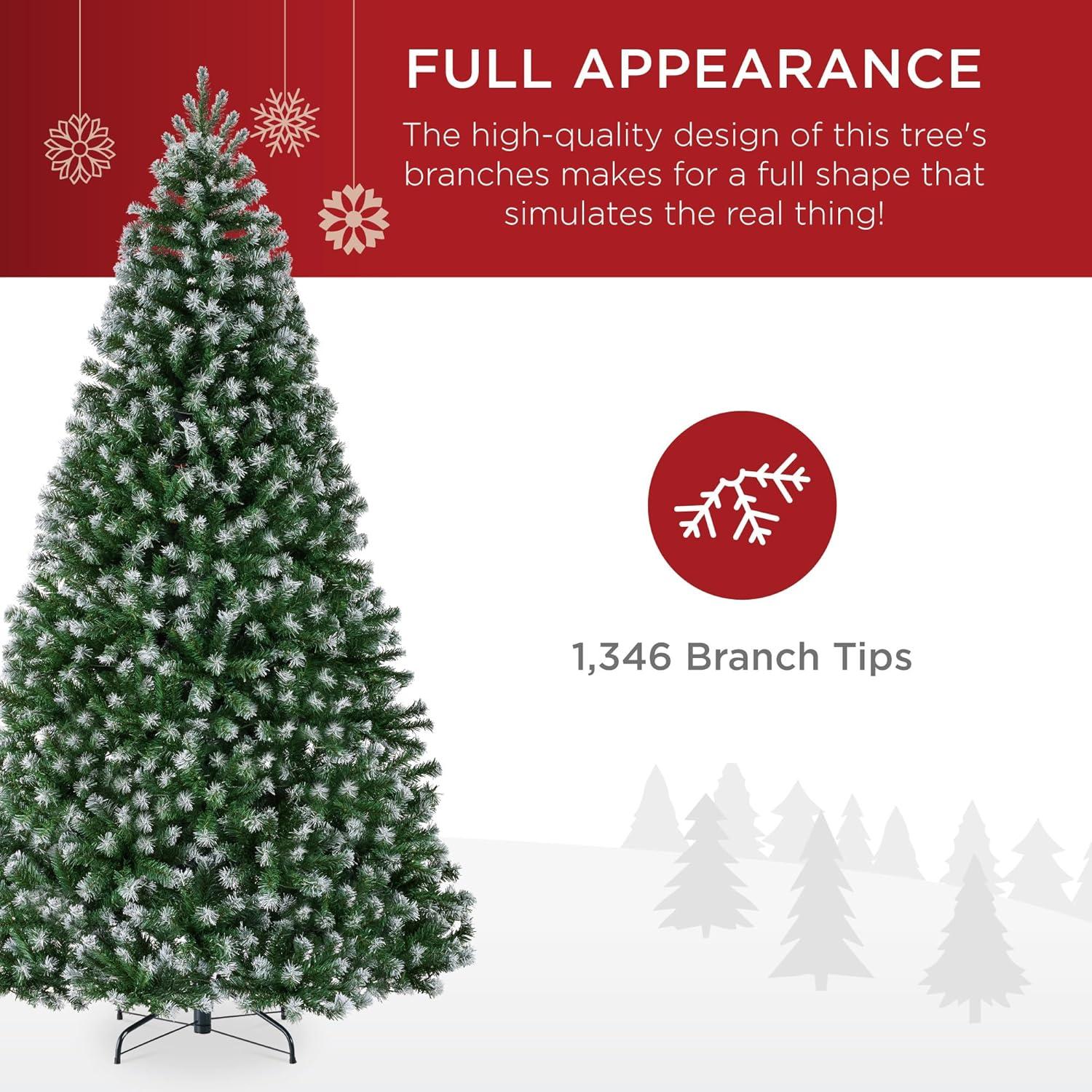 imageBest Choice Products Artificial Frosted Christmas Tree 6ft Premium Unlit Realistic Spruce Holiday Dcor wDense Branches Metal Base  Blue SpruceFrosted Green Spruce