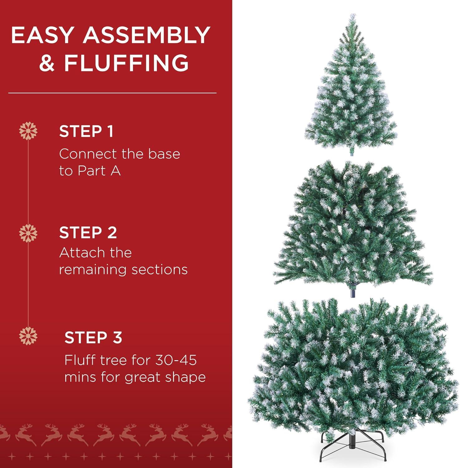 imageBest Choice Products Artificial Frosted Christmas Tree 6ft Premium Unlit Realistic Spruce Holiday Dcor wDense Branches Metal Base  Blue SpruceFrosted Blue Spruce
