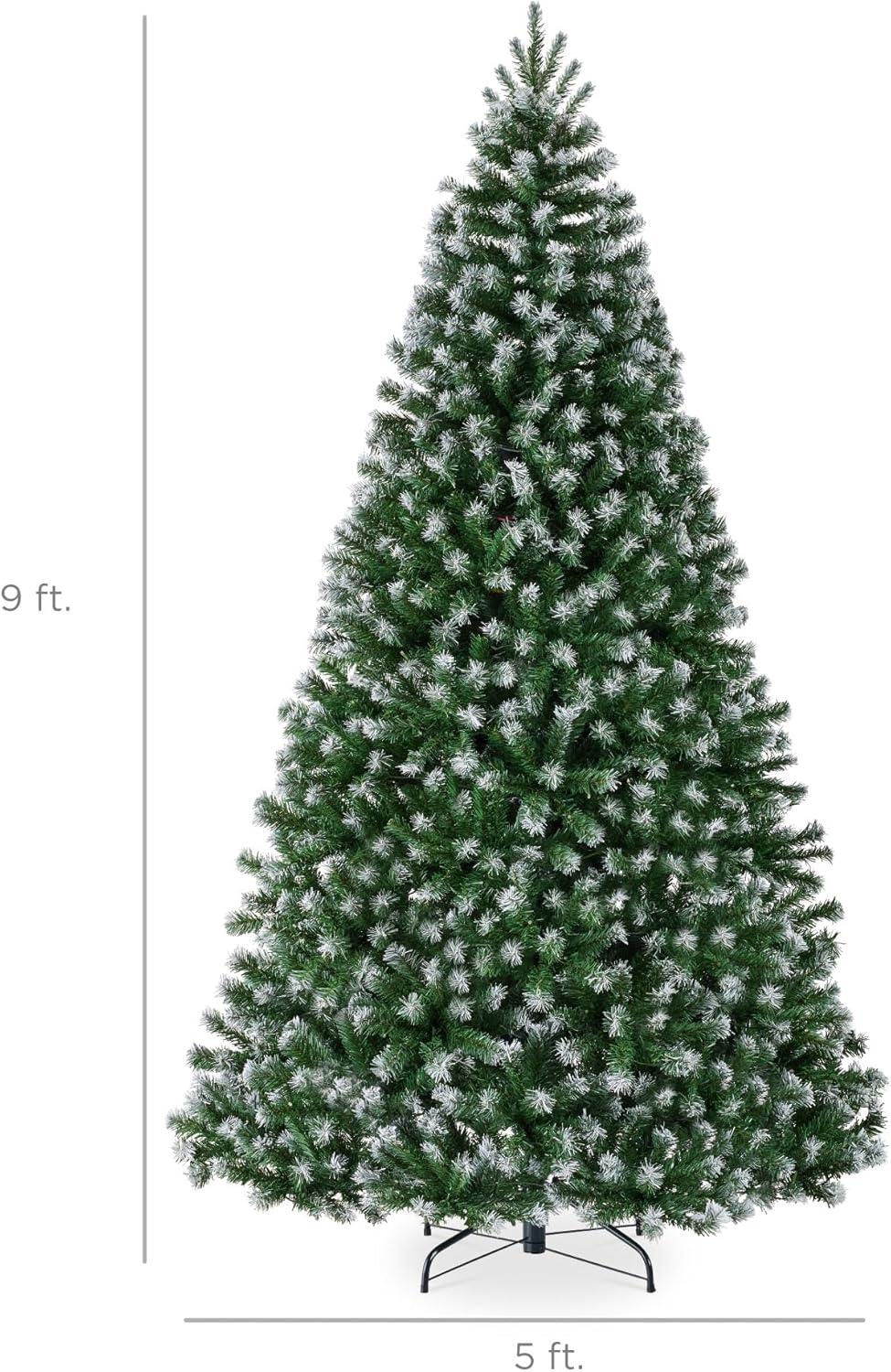 imageBest Choice Products Artificial Frosted Christmas Tree 6ft Premium Unlit Realistic Spruce Holiday Dcor wDense Branches Metal Base  Blue SpruceFrosted Green Spruce