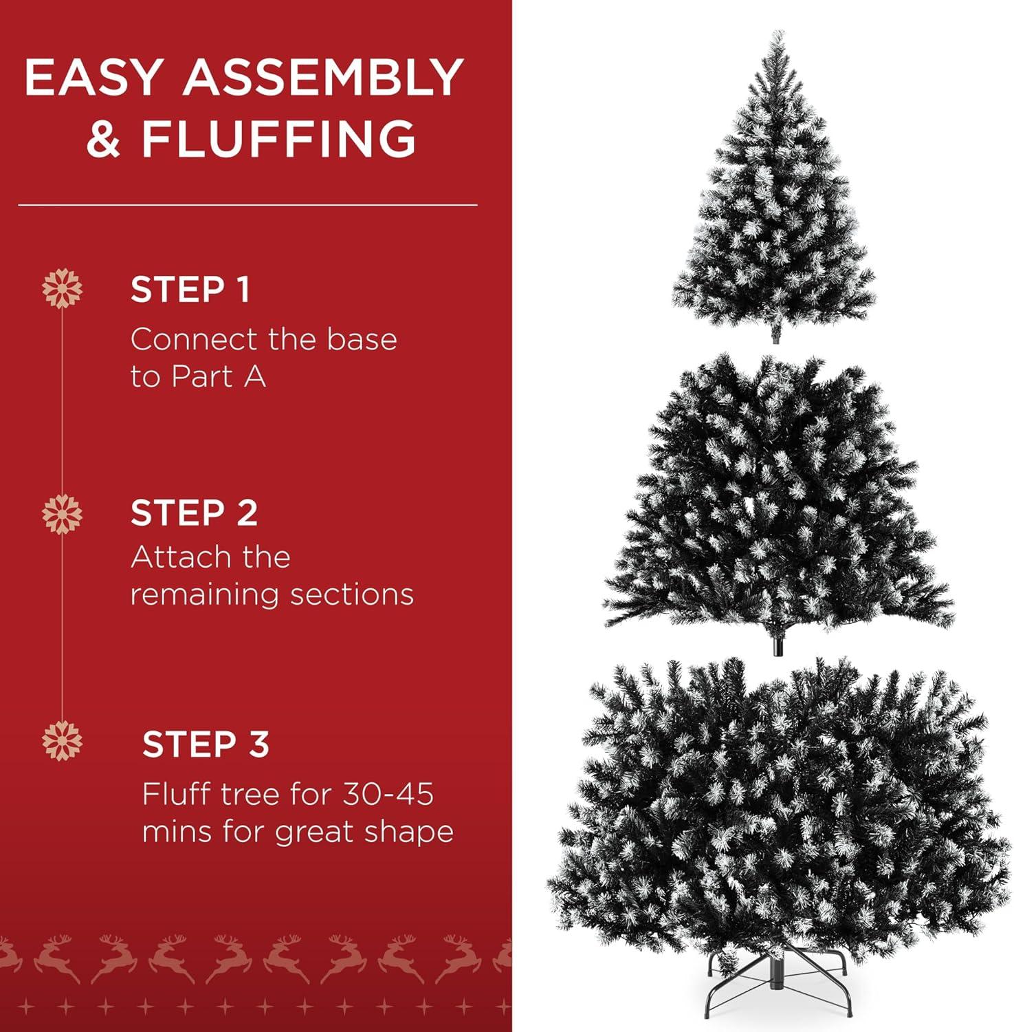 imageBest Choice Products Artificial Frosted Christmas Tree 6ft Premium Unlit Realistic Spruce Holiday Dcor wDense Branches Metal Base  Blue SpruceFrosted Black Spruce