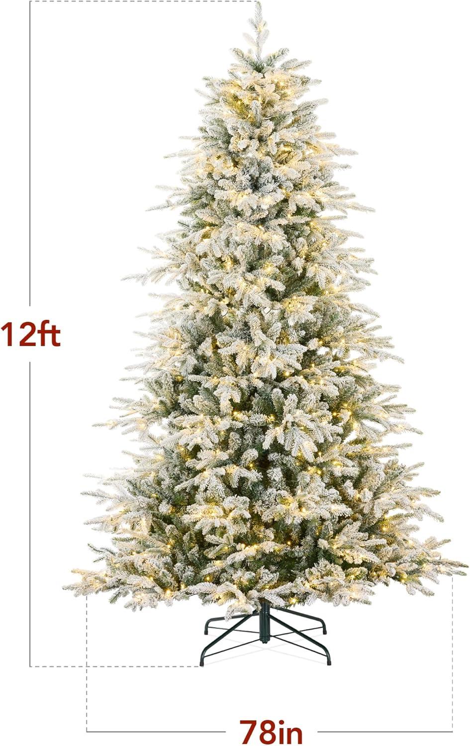 imageBest Choice Products Full Aspen Christmas Tree 6ft Prelit Realistic Noble Fir w 450 Glowing Micro LED Lights 2in1 White ampamp MulticolorFlocked