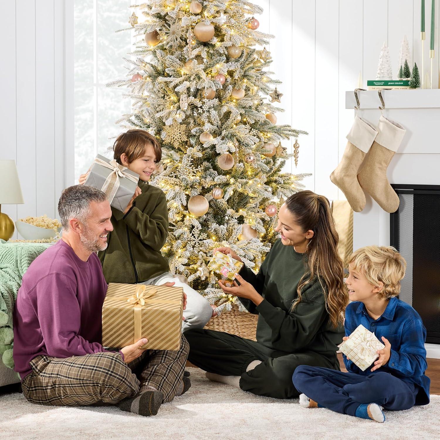 imageBest Choice Products Full Aspen Christmas Tree 6ft Prelit Realistic Noble Fir w 450 Glowing Micro LED Lights 2in1 White ampamp MulticolorFlocked