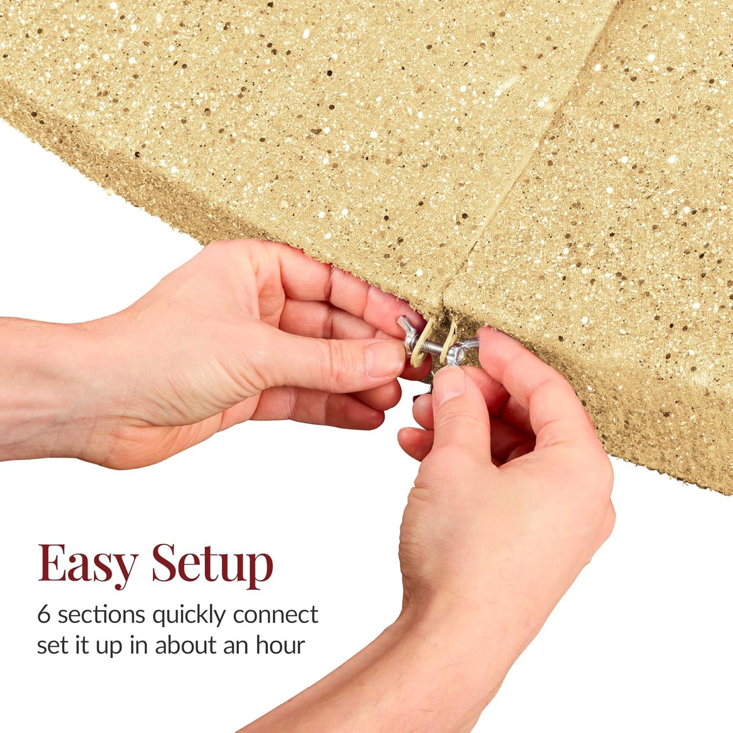 imageBest Choice Products Large Outdoor Christmas Lighted Archway Decoration 95ft XL with Gold Ornament Cap 330 LED Lights Holiday Yard Dcor  RedGold