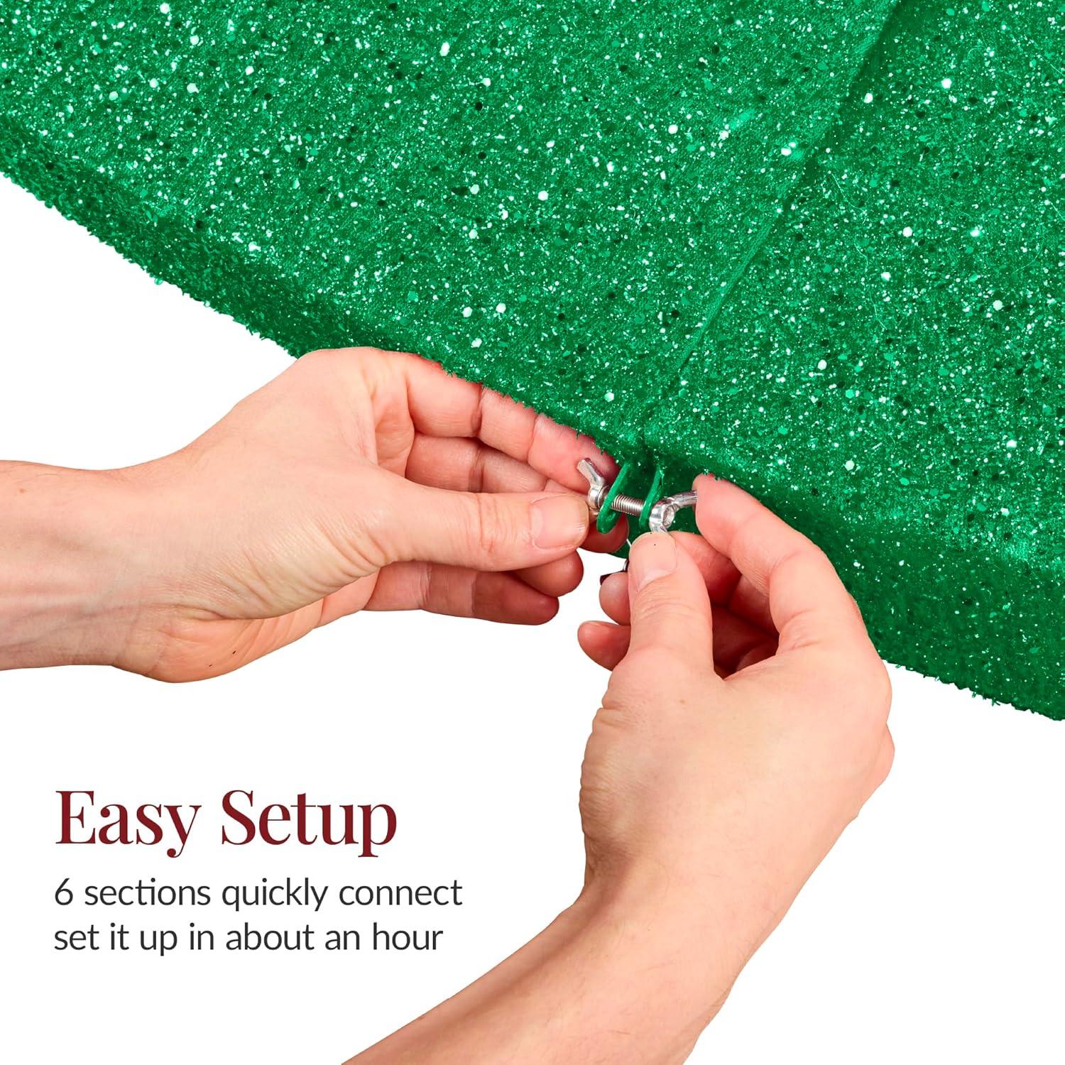 imageBest Choice Products Large Outdoor Christmas Lighted Archway Decoration 95ft XL with Gold Ornament Cap 330 LED Lights Holiday Yard Dcor  RedGreen