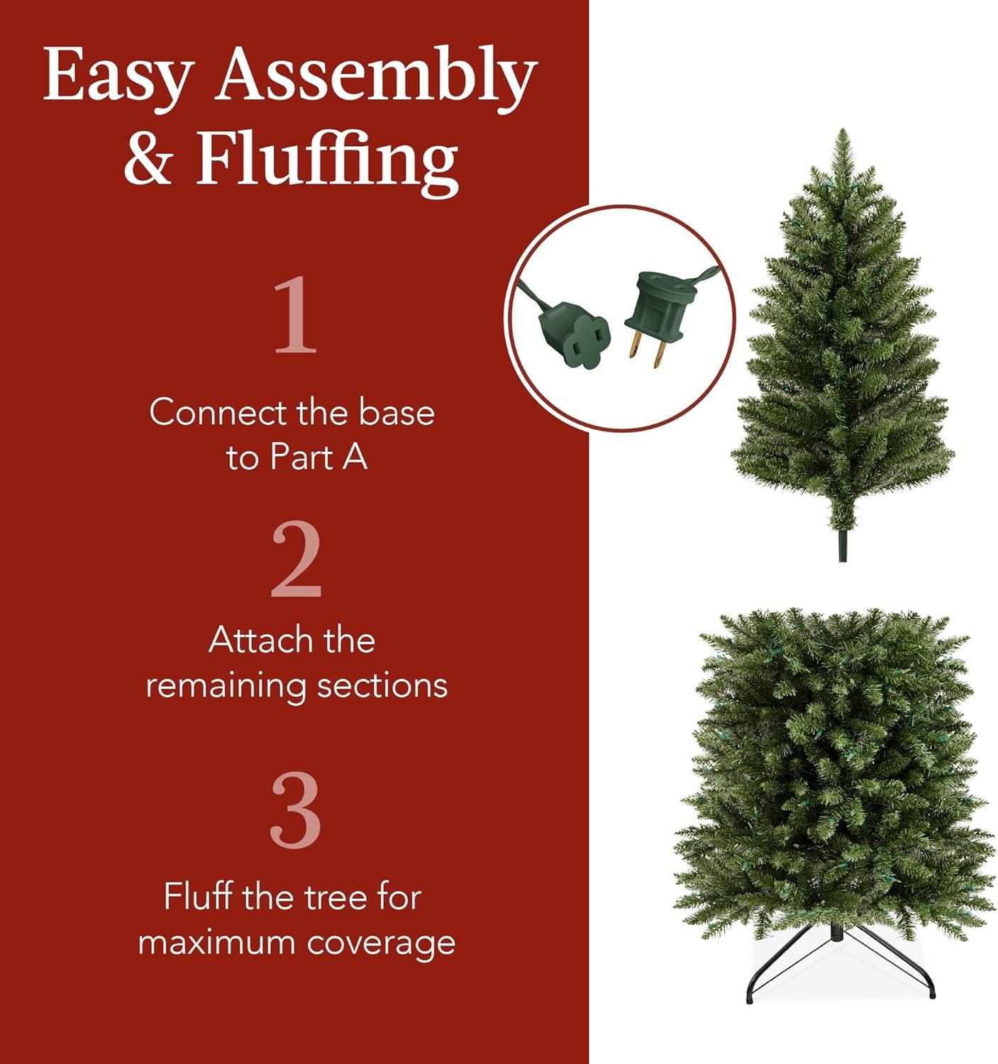 imageBest Choice Products Prelit Pencil Christmas Tree 9ft Premium Artificial Tree Realistic Lighted Spruce Holiday Decor w 2in1 LED Lights BaseGreen W White Lights