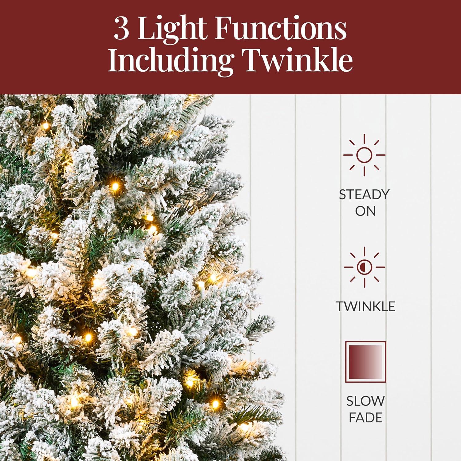 imageBest Choice Products Prelit Potted Flocked Pencil Christmas Tree 45Ft Artificial Lighted Holiday Dcor 175 Twinkling LEDs for Home Front Porch6ft