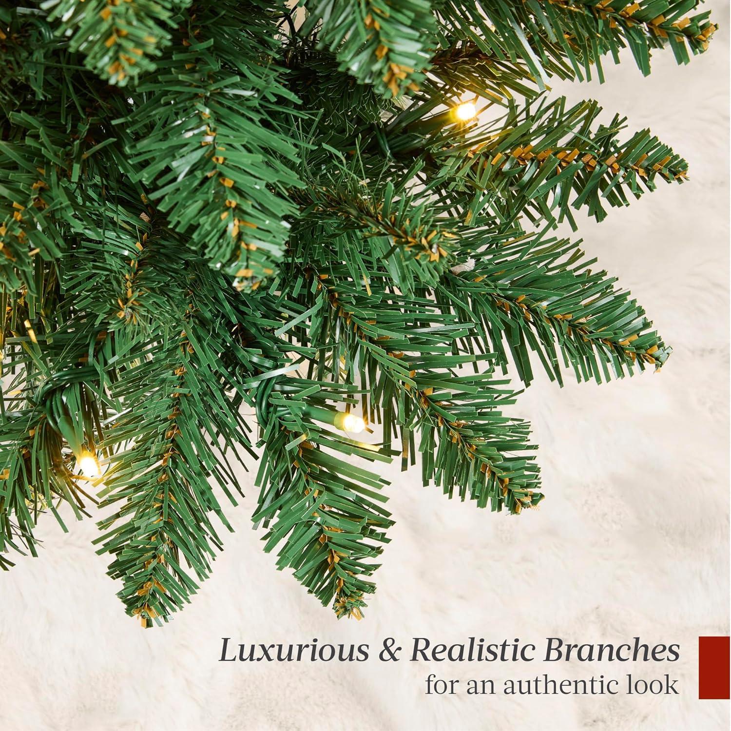 imageBest Choice Products Prelit Potted Pencil Christmas Tree 45Ft Artificial Lighted Holiday Dcor 175 Twinkling LEDs for Home Front Porch45ft