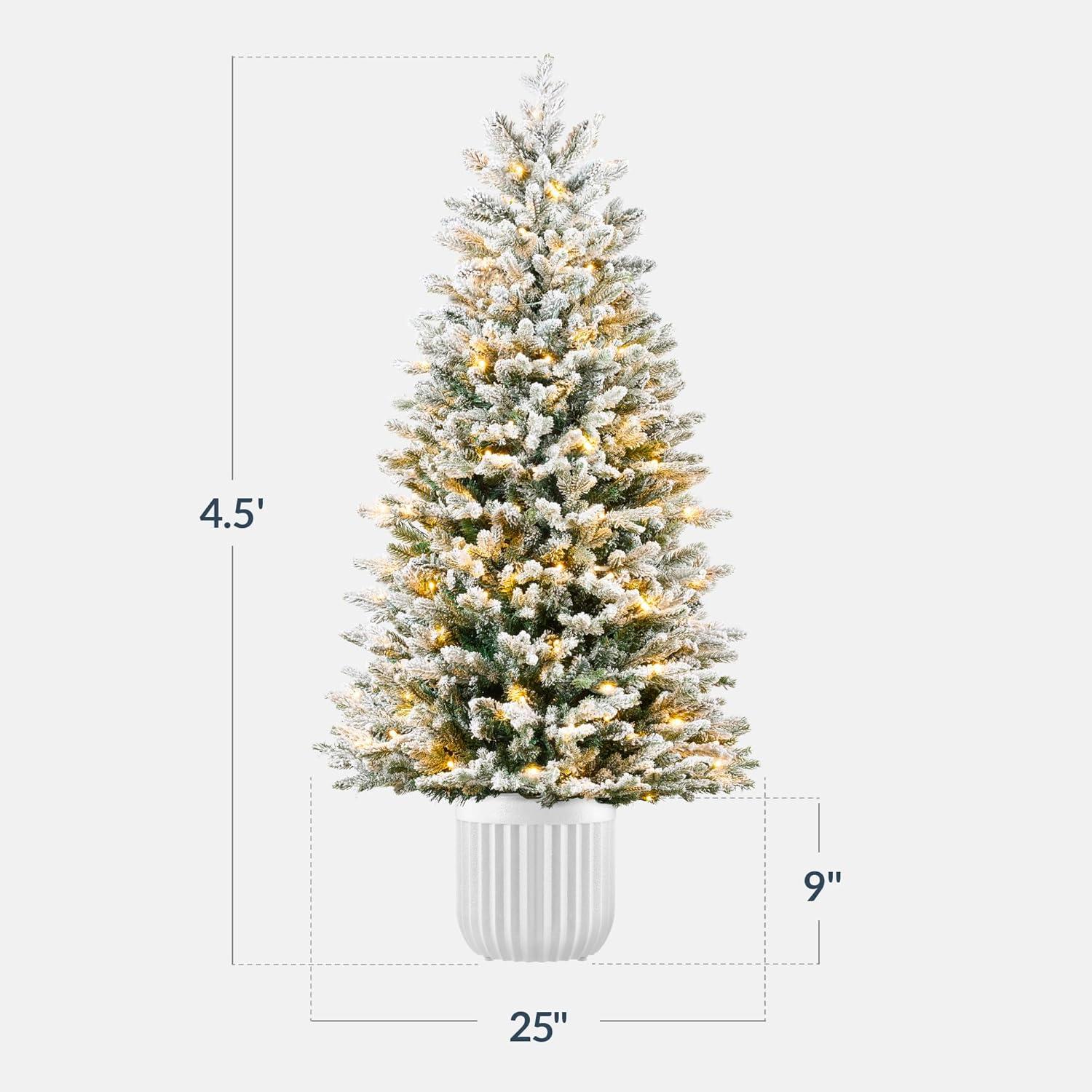 imageBest Choice Products Prelit Potted Pencil Christmas Tree 6Ft Flocked Realistic Artificial Lighted Holiday Dcor 250 Twinkling LEDs for Home Porch45ft