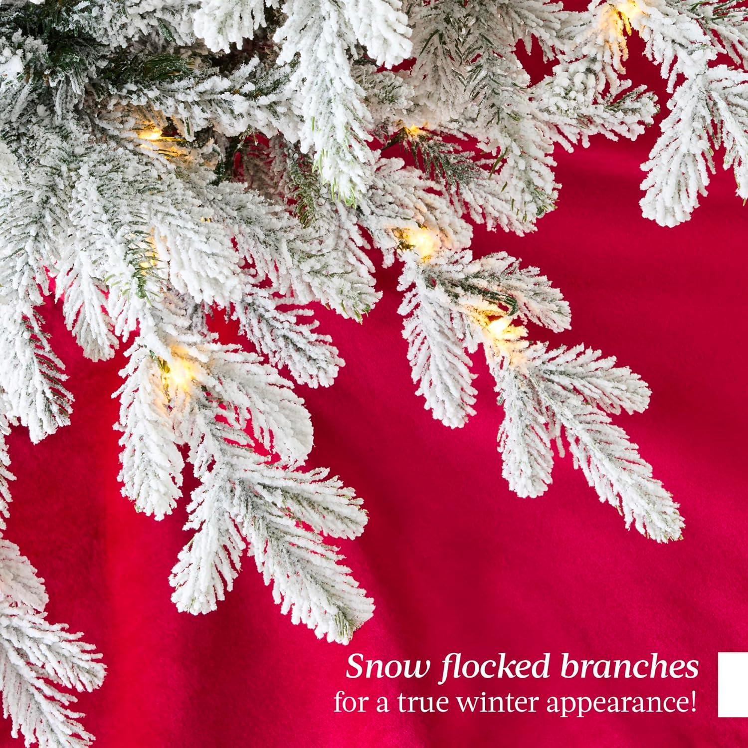 imageBest Choice Products Prelit Potted Pencil Christmas Tree 6Ft Flocked Realistic Artificial Lighted Holiday Dcor 250 Twinkling LEDs for Home Porch45ft