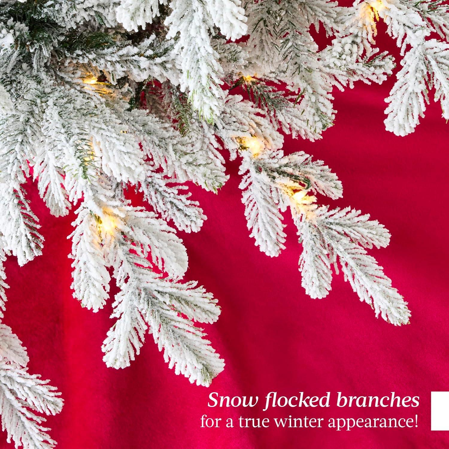 imageBest Choice Products Prelit Potted Pencil Christmas Tree 6Ft Flocked Realistic Artificial Lighted Holiday Dcor 250 Twinkling LEDs for Home Porch6ft