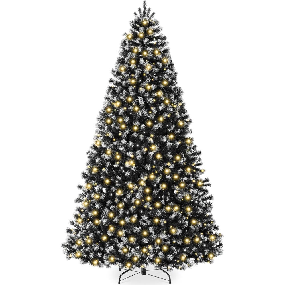imageBest Choice Products Artificial Frosted Christmas Tree 6ft Premium PreLit Realistic Spruce Holiday Dcor wDense Branches Metal Base  Blue SpruceBlack Spruce  Frosted