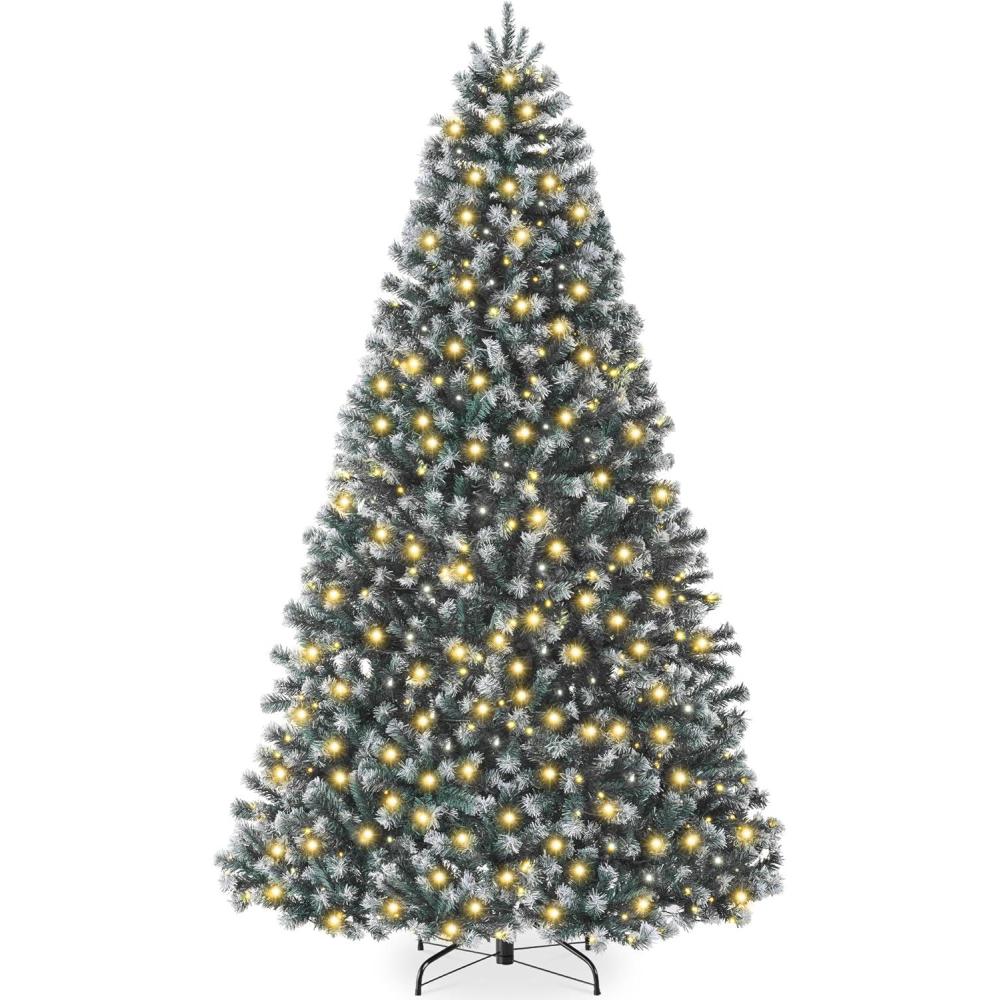 imageBest Choice Products Artificial Frosted Christmas Tree 6ft Premium PreLit Realistic Spruce Holiday Dcor wDense Branches Metal Base  Blue SpruceBlue Spruce  Frosted